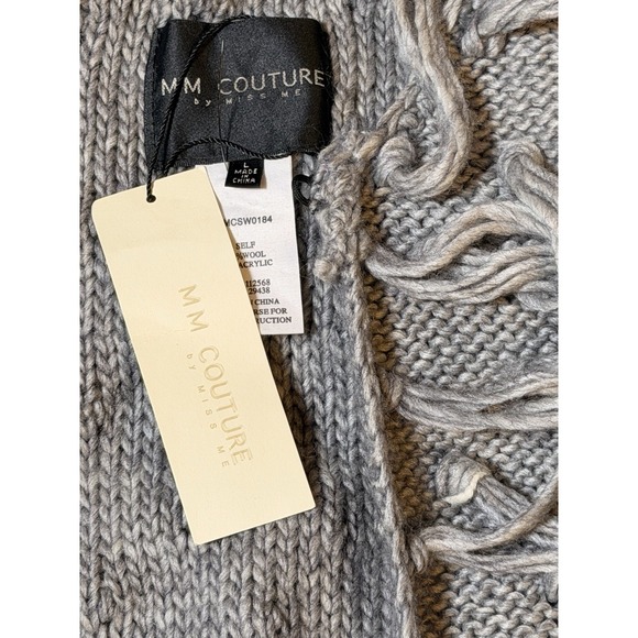 MM Couture by Miss Me Gray Fringe Longline Sweater Vest NWT Size Large - Picture 5 of 10
